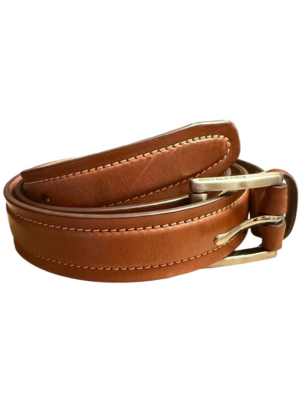Cole Haan Leather Belt with Polished Buckle British Tan Size 42